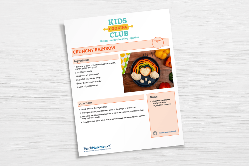 Recipe sheet for Crunchy Rainbow