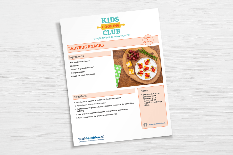 Recipe sheet for Ladybug Snacks