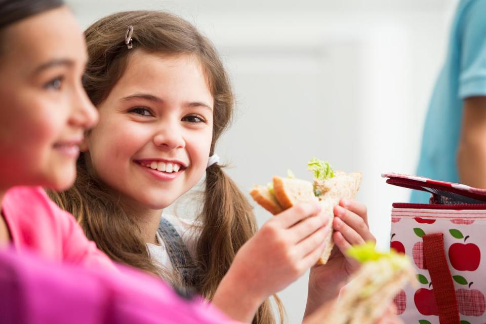 Students having lunch at school