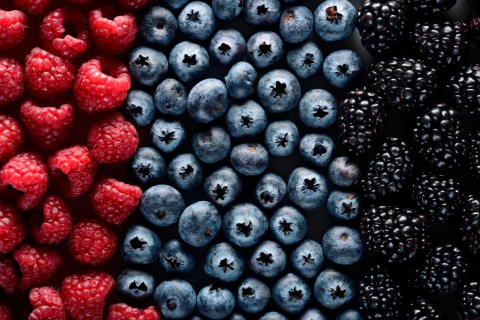 Raspberries, blueberries and blackberries