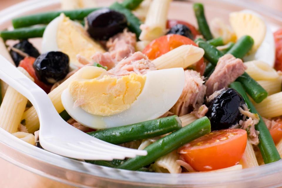 Pasta salad with eggs and vegetables