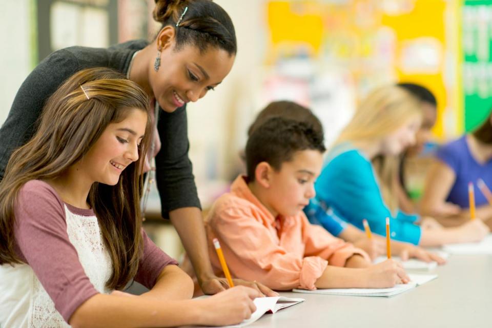 students writing