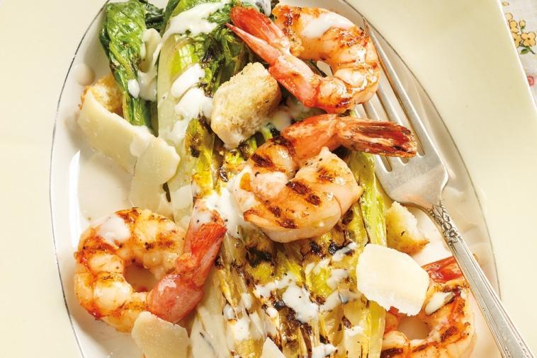 Grilled shrimp Caesar salad