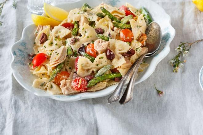 spring farfalle nicoise pasta