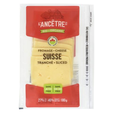 L'Ancêtre Sliced Organic Swiss 180g | Canadian Goodness