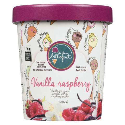 Glacier Raspberry Le glacier bilboquet Vanilla Raspberry Ice Cream 500ml | Canadian Goodness