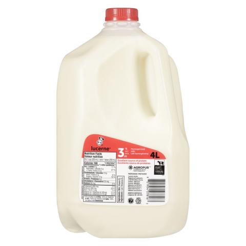 Lucerne Homogenized Milk 3.25% M.F. 4L | Canadian Goodness