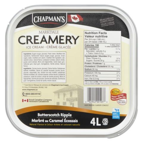 Chapman's Butterscotch Ripple Ice Cream 4L | Canadian Goodness