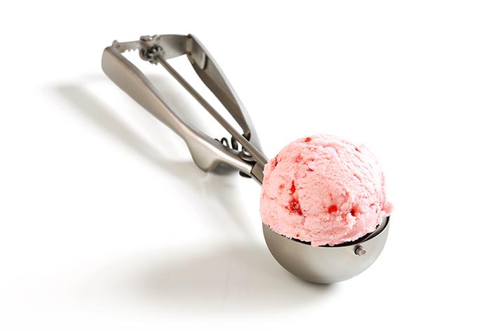 Ball of ice cream in scoop
