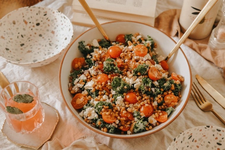 Lentil, kale and Feta salad