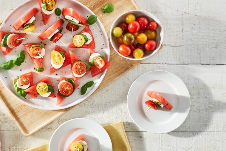 snacks melon and caprese tomato