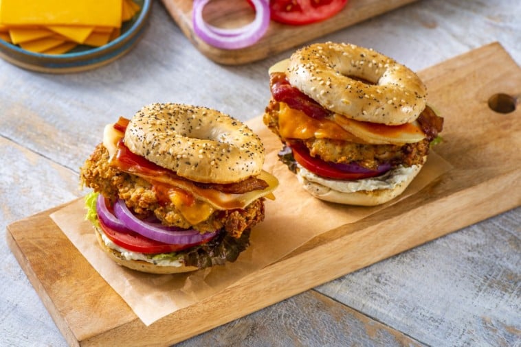 Cheesy Fried Chicken Bagel Sandwich