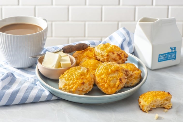 Stack of cheddar cheese scones