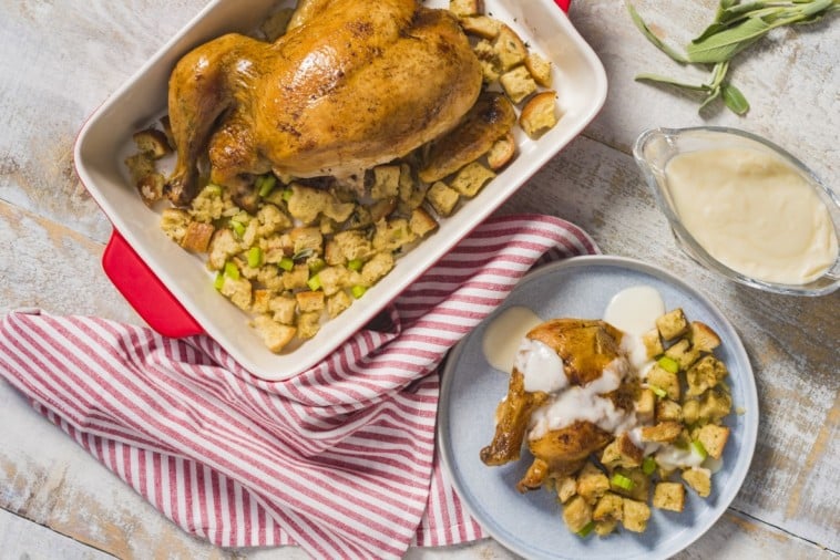 Roast Chicken & Stuffing Recipe with Gravy