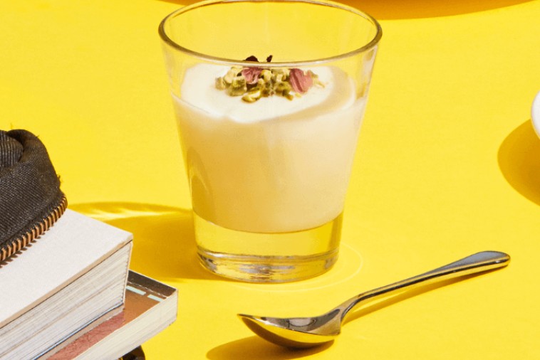 Mhalbi Pudding with White Chocolate, Cinnamon and Cardamom