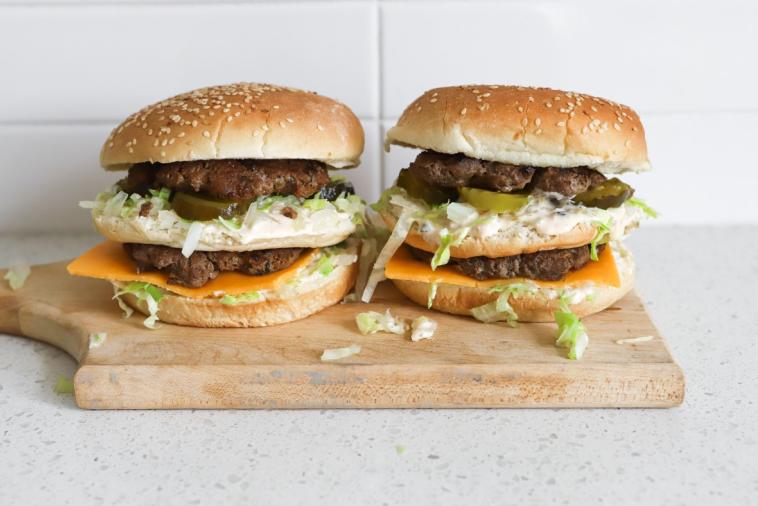 American-style double burger with Canadian cheese