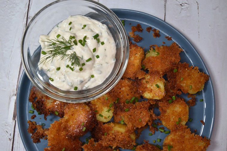 Crispy cheddar truffle potatoes