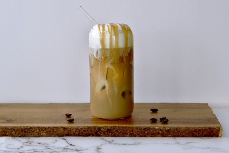 Foamy Iced Caramel Latte