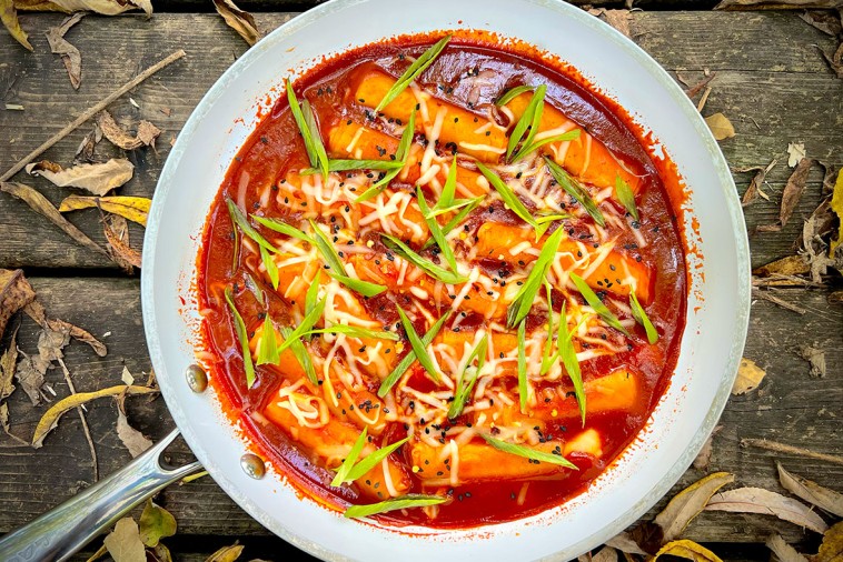 Tteokbokki-Style Cheese-Stuffed Rice Cakes