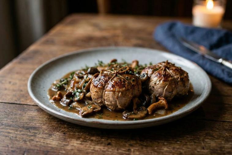 pork paupiettes a la forestiere