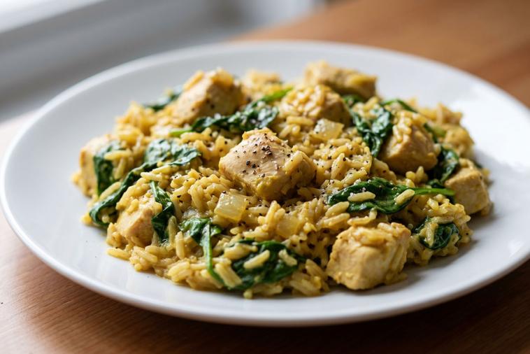 chicken and spinach rice pot