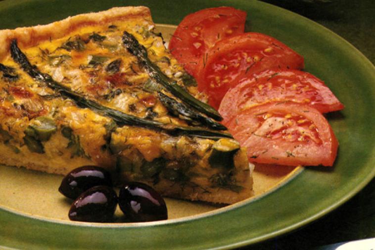 asparagus quiche with cheddar