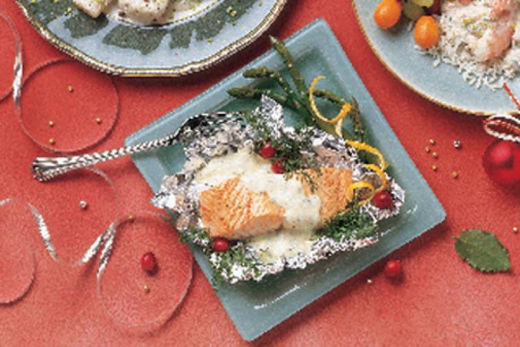 baked fillet of salmon with coriander sauce