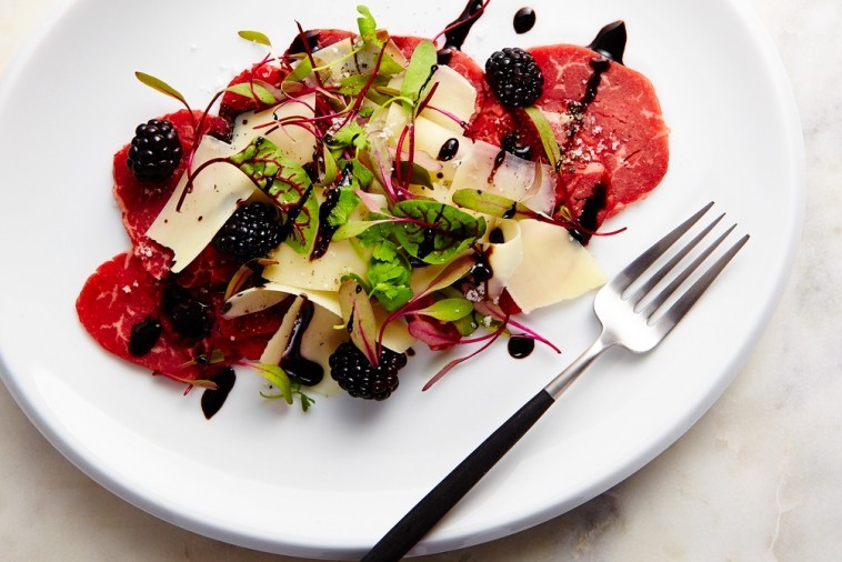 beef carpaccio cheddar shavings