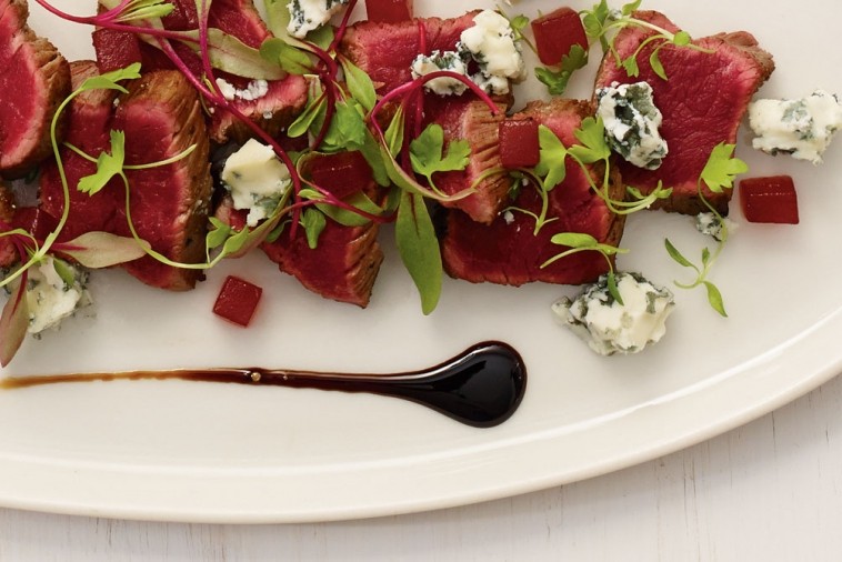 beef tataki with blue cheese