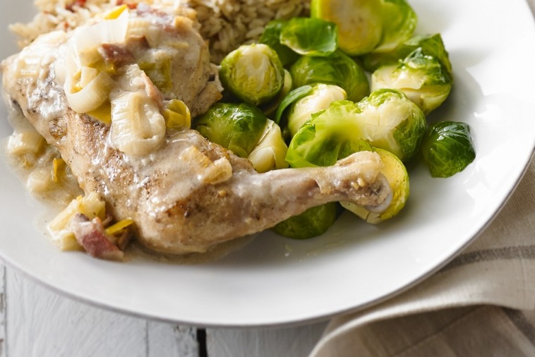 braised chicken and leeks