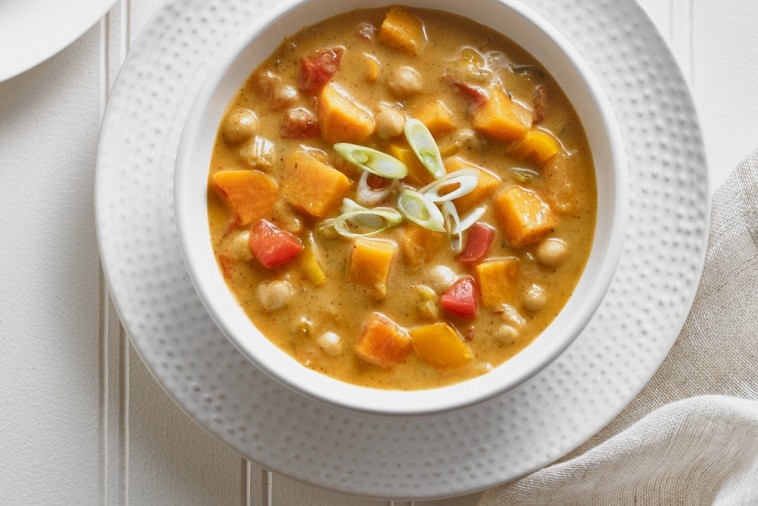 cajun sweet potato and chickpea chowder