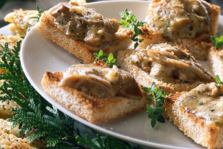 canapes with canadian brie and oyster mushrooms spread canapes with canadian brie and oyster mushrooms spread
