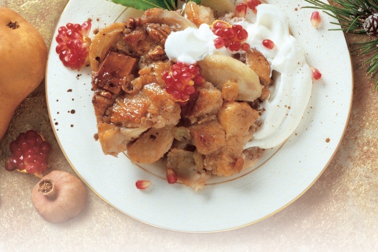 caramelized pear and apple bread pudding caramelized pear and apple bread pudding