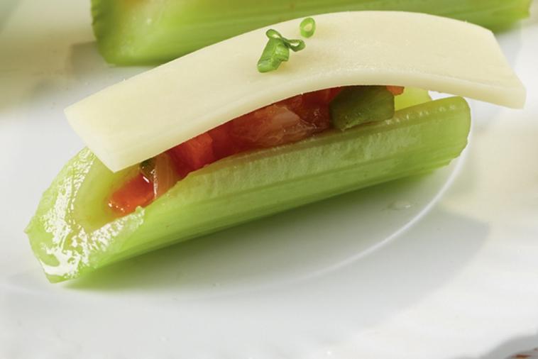 celery with mozzarella and salsa