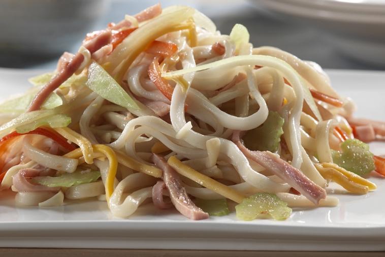 cheddar cheese and ham noodles