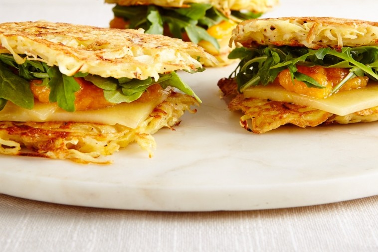 cheddar latke sandwiches