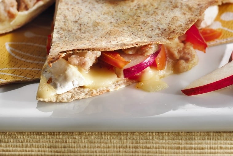 chicken brie apple quesadillas