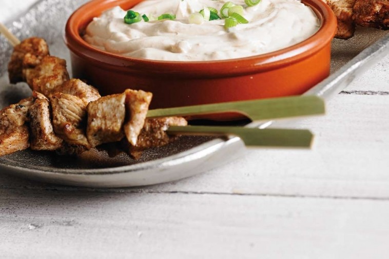 chicken satay with cream cheese peanut sauce