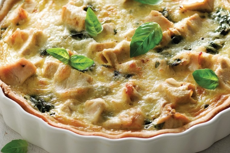 chicken spinach and basil quiche