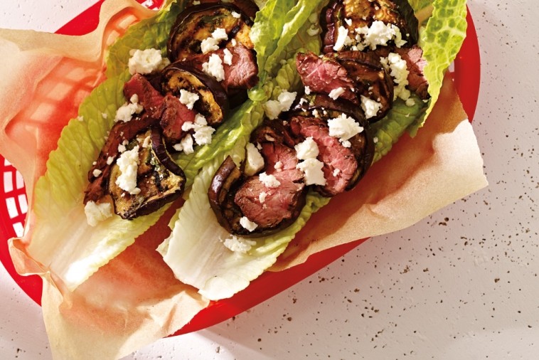 chimichurri beef and feta lettuce boats