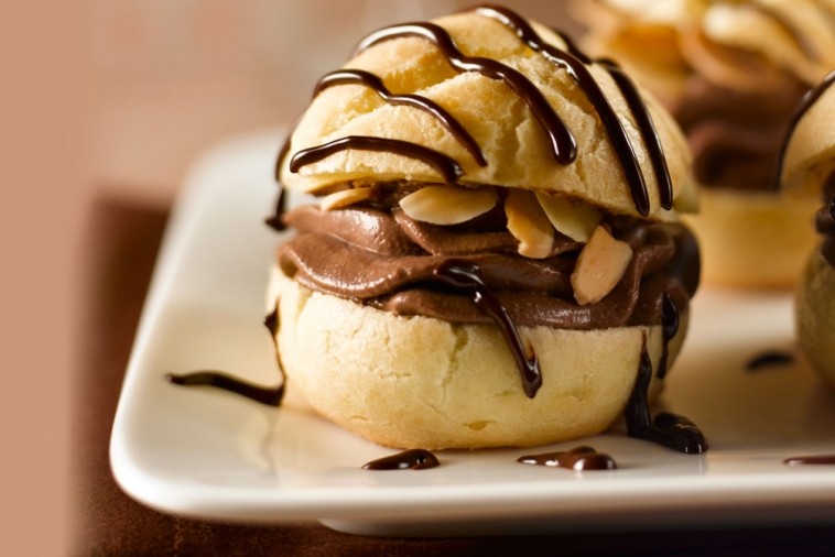 chocolate almond profiteroles