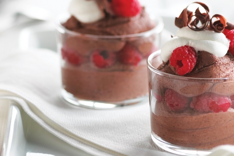 chocolate mousse with raspberries chocolate mousse with raspberries