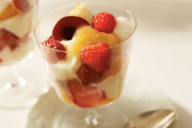 citrus and red fruit trifle