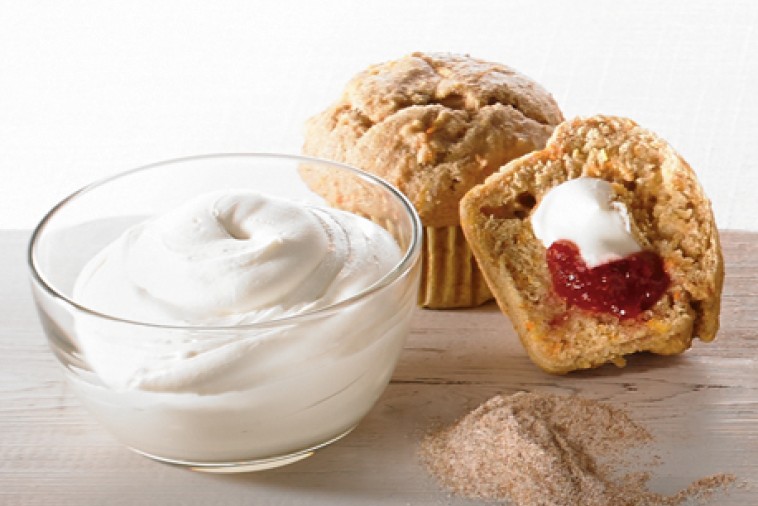 cream cheese filled carrot and bran muffins