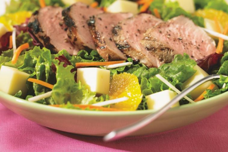 crispy pork and orange salad with provolone