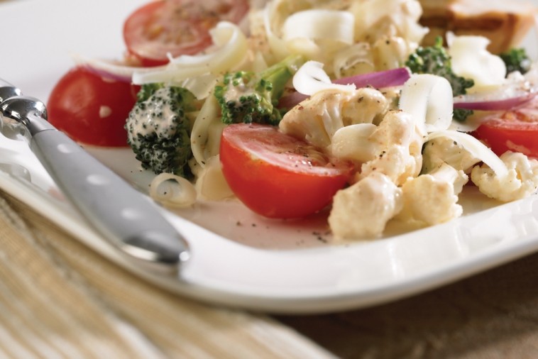 crunchy cauliflower salad with cheddar