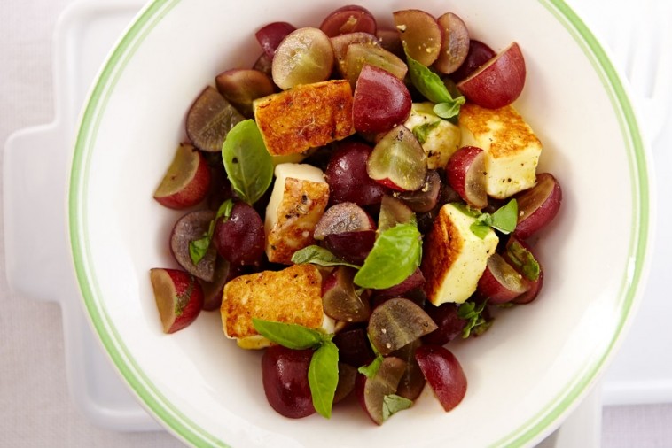 curried red grape salsa with grilled halloumi curried red grape salsa with grilled halloumi
