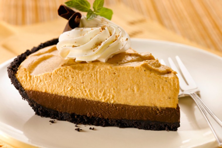 double layer chocolate pumpkin mousse pie