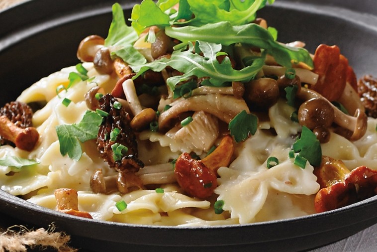 dressed up wild mushroom mac cheese