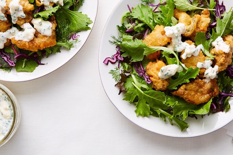 fried oyster salad fried oyster salad